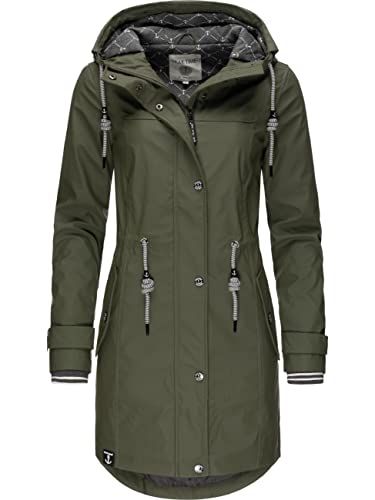 Peak Time Damen Regenjacke Regenmantel Jacke wasserdicht mit Kapuze L60042 Olive21 Gr. S von Peak Time