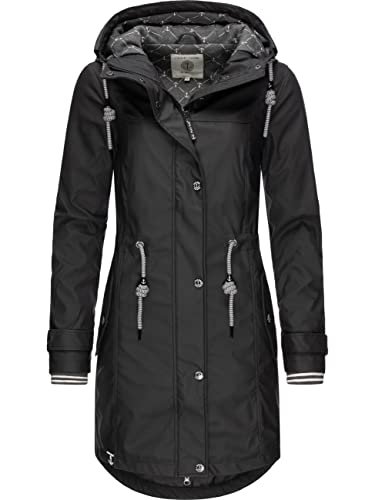 Peak Time Damen Regenjacke Regenmantel Jacke wasserdicht mit Kapuze L60042 Schwarz21 Gr. S von Peak Time