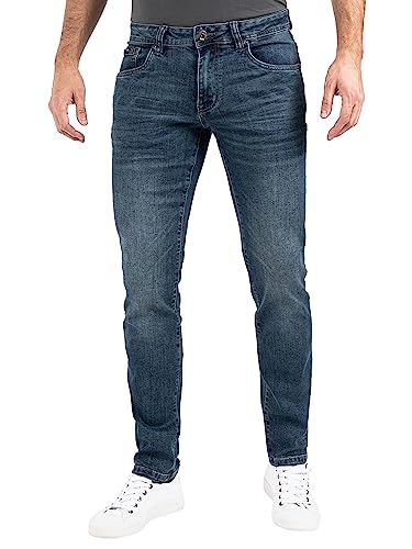 Peak Time Herren Jeans Slim Fit Hose mit elastischem Stretch Bund Mailand Middle Blue Gr. 34W/32L von Peak Time