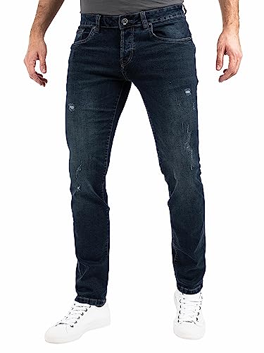 Peak Time Herren Jeans Slim Fit Hose mit elastischem Stretch Bund Destroyed München Dark Blue Gr. 38W/34L von Peak Time
