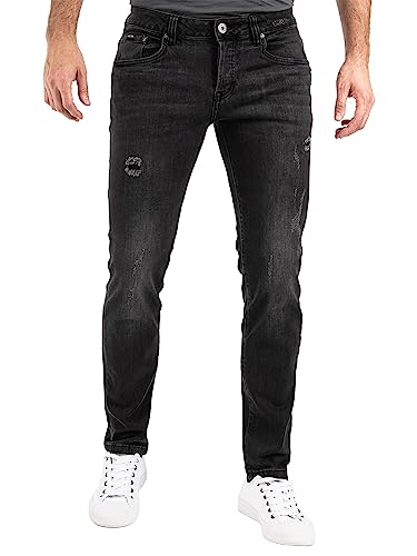 Peak Time Herren Jeans Slim Fit Hose mit elastischem Stretch Bund Destroyed München Dark Grey Gr. 30W/34L von Peak Time