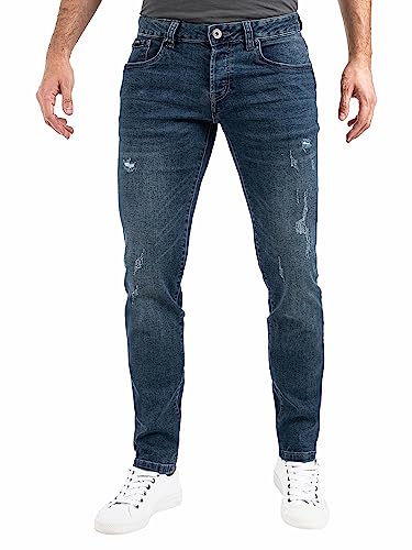 Peak Time Herren Jeans Slim Fit Hose mit elastischem Stretch Bund Destroyed München Middle Blue Gr. 38W/34L von Peak Time