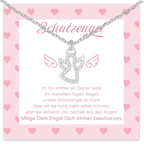 Kommunion Geschenke für Mädchen, Schutzengel Kette Erstkommunion Geschenke Mädchen mit Grußkarte, Schutzengel Geschenk für Kommunion Konfirmation Taufe Glücksbringer von PeakPeek