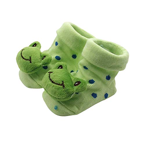 Peakpet 3D Cartoon Babysocken Winter Baumwolle warm Mächen Junge Kleinkind Anti-Rutsch Laufsocken 0-12 Monate Neugeborene Erstlingssöckchen (DE/NL/SE/PL, Alter, 0 Monate, 6 Monate, Grün-Frosch) von Peakpet