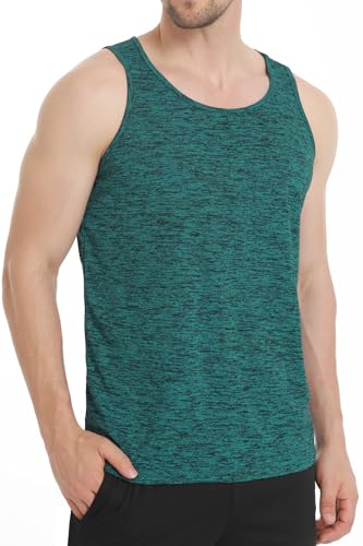 Peakwell Herren Tank Tops Achselshirts Sport Ärmellose T-Shirts Tanktops Schnelltrocknende Fitness Shirts(Smaragdgrün, S) von Peakwell