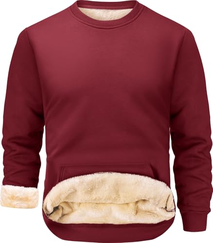 Peakwell Herren Weihnachtspullover Rote Winterpullover Warm Winter Sweatshirts Weiche Sweater mit Tasche, Rot, M von Peakwell