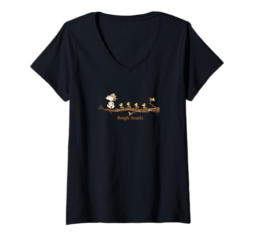Damen Beagle Scouts Wanderabenteuer T-Shirt mit V-Ausschnitt von Peanuts