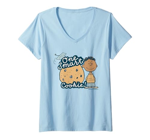 Damen Peanuts Franklin Smart Cookie Abschlussschule Clever Retro T-Shirt mit V-Ausschnitt von Peanuts