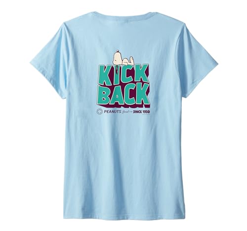 Damen Peanuts - Backprint Snoopy Kick Back T-Shirt mit V-Ausschnitt von Peanuts