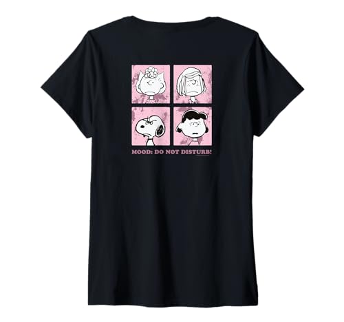 Damen Peanuts - Backprint Snoopy Mood Do Not Disturb T-Shirt mit V-Ausschnitt von Peanuts