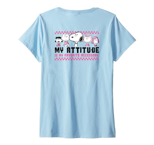 Damen Peanuts - Backprint: Snoopy Charlie Brown Attitude T-Shirt mit V-Ausschnitt von Peanuts