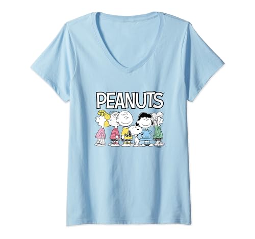 Damen Peanuts - Peanuts Crew T-Shirt mit V-Ausschnitt von Peanuts
