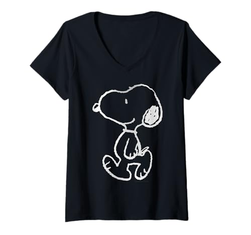 Damen Peanuts- Snoopy Ich gehe zu dir T-Shirt mit V-Ausschnitt von Peanuts