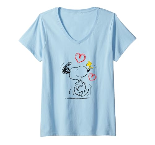 Damen Peanuts - Snoopy Ich lauf zu dir, rot T-Shirt mit V-Ausschnitt von Peanuts