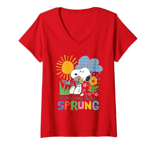 Damen Peanuts Snoopy Ostern Frühling Cottage Garden Classic Fun 90er Jahre T-Shirt mit V-Ausschnitt von Peanuts