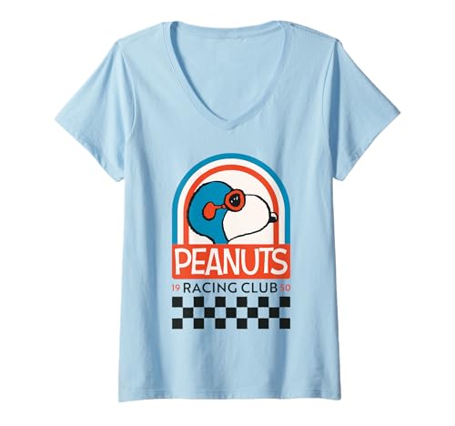 Damen Peanuts Snoopy Speed Racer Pilot T-Shirt mit V-Ausschnitt von Peanuts