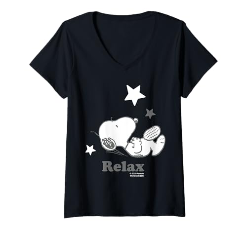 Damen Peanuts - Snoopy Sterne Relax T-Shirt mit V-Ausschnitt von Peanuts