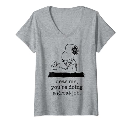 Damen Peanuts - Snoopy Typewriter Dear Me T-Shirt mit V-Ausschnitt von Peanuts