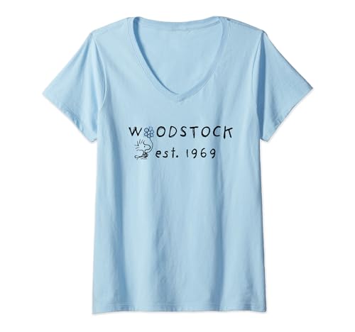 Damen Peanuts - Woodstock T-Shirt mit V-Ausschnitt von Peanuts