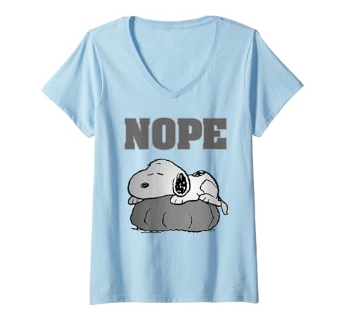 Damen Peanuts Snoopy Lazy Tired Dog 90er Vintage Classic Art Relax T-Shirt mit V-Ausschnitt von Peanuts