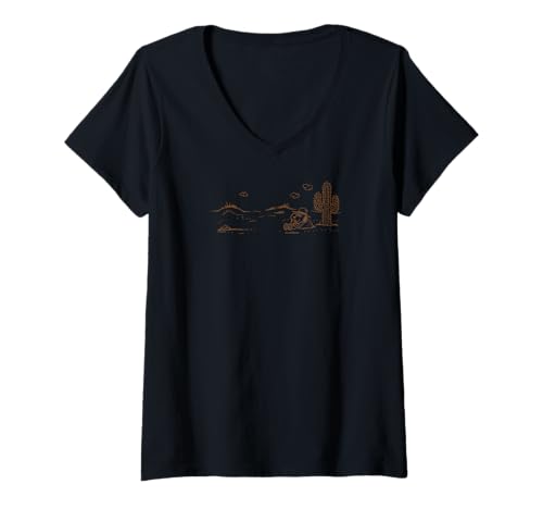 Damen Spike Peanuts Desert Daydream Szene Design T-Shirt mit V-Ausschnitt von Peanuts