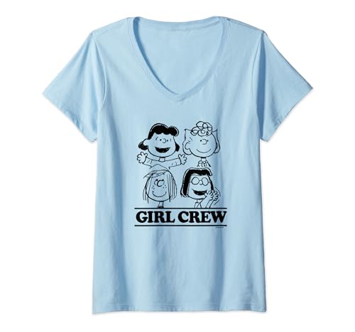 Damen Peanuts - Girl Crew T-Shirt mit V-Ausschnitt von Peanuts