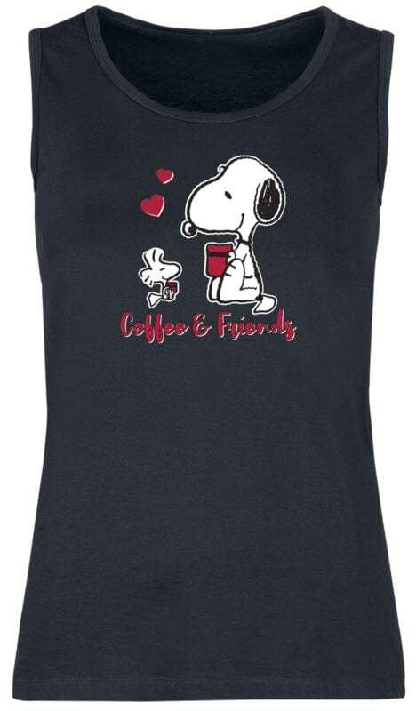 Peanuts Coffee & Friends Tank-Top schwarz in M von Peanuts