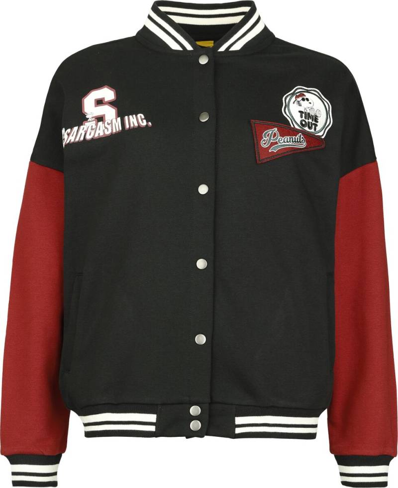 Peanuts Collegejacke - Good Grief - S bis XXL - für Damen - Größe M - schwarz/rot  - EMP exklusives Merchandise! von Peanuts