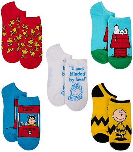 Peanuts Damen 5er-Pack No Show Lässige Socken, Verschiedenfarbig, 42-44.5 EU (10er von Peanuts