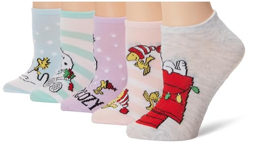 Peanuts Damen Holiday 5er-Pack No Show Lässige Socke, Grau Sortiert, 42-44.5 EU von Peanuts