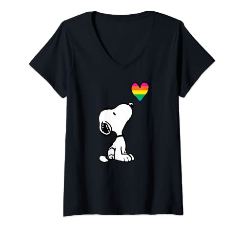 Peanuts Damen T-Shirt Schwarz V-Ausschnitt Kurzarm S von Peanuts
