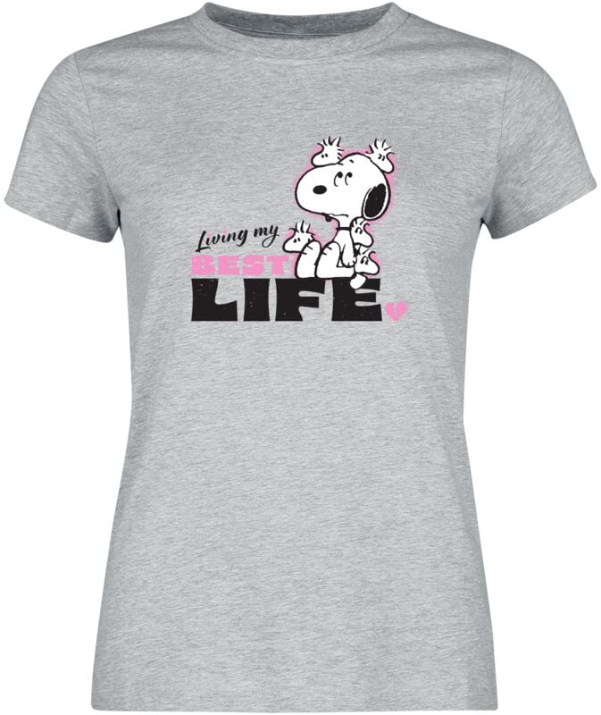 Peanuts Living My Best Life T-Shirt grau meliert in M von Peanuts