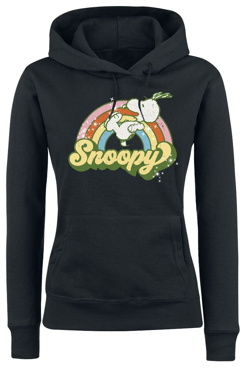 Peanuts Rainbow Snoopy Kapuzenpullover schwarz in S von Peanuts