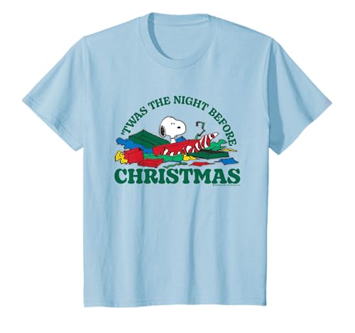 Peanuts Snoopy Kinder Kunstwerk Night Before Xmas Holiday Retro T-Shirt von Peanuts
