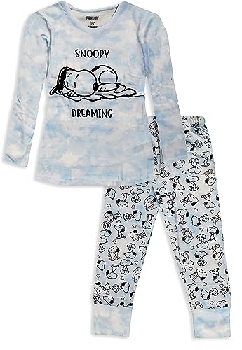 Peanuts Snoopy Langarm-Pyjama-Set aus Baumwolle für Mädchen (DE/NL/SE/PL, Alter, 11 Jahre, 12 Jahre, Regular, Blau) von Peanuts