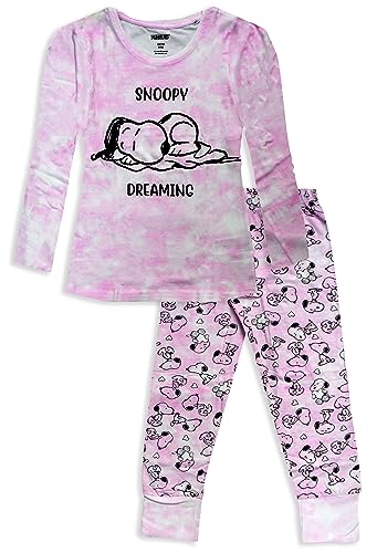 Peanuts Snoopy Langarm-Pyjama-Set aus Baumwolle für Mädchen (DE/NL/SE/PL, Alter, 9 Jahre, 10 Jahre, Regular, Rosa) von Peanuts