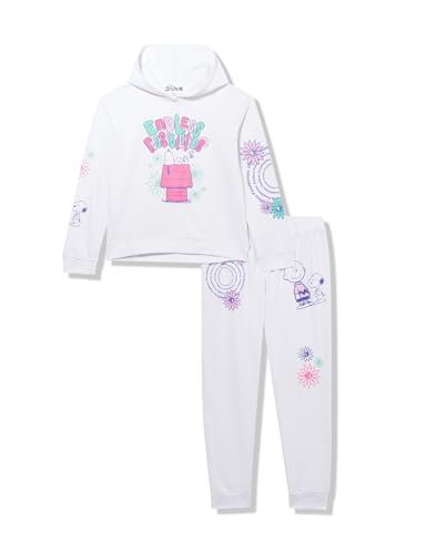 Peanuts Snoopy Mädchen 4–16 Endless Possibilties Hoodie & Jogger 2-teiliges Set, Weiß (01), 10-12 von Peanuts