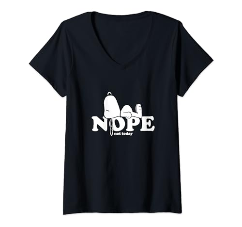 Peanuts - Snoopy Nope T-Shirt Schwarz V-Ausschnitt Damen Small von Peanuts