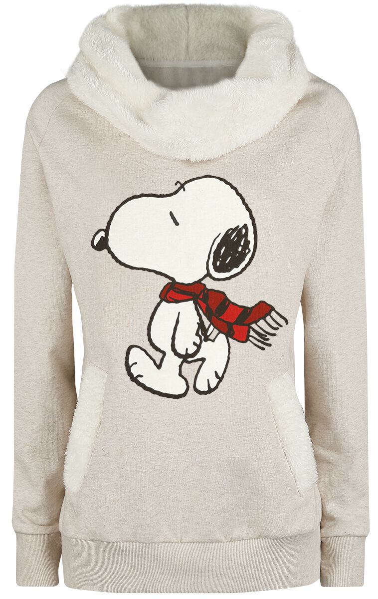 Peanuts Sweatshirt - Snoopy Winter - XL bis XXL - für Damen - Größe XXL - beige meliert  - Lizenzierter Fanartikel von Peanuts