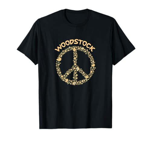 Peanuts - Woodstock Peace Sign T-Shirt - Herren, Damen, Unisex Kinder - Cartoon - Schwarz - S - Medium - Klassische Passform - Halbarm - Crew-Kragen - Graphic - Klassisch - Cartoon-Fans von Peanuts