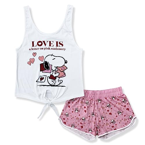 Snoopy Damen Kurz Pyjama Schlafanzug (Weiß,L) von Peanuts