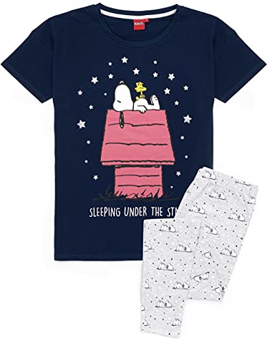 Snoopy Pyjamas Ladies Damen Top Long- oder Kurze Bottoms-Optionen Navy PJs M von Peanuts