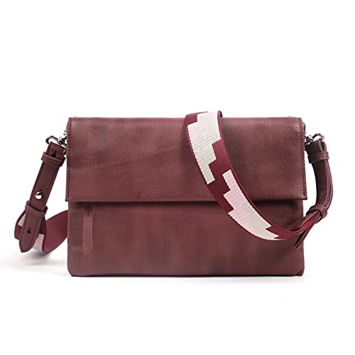 Weiche Leder Crossbody Taschen für Frauen Kleine Handy Umhängetasche Multi-Pocket Messenger Bag, weinrot, Small von Pearl Angeli