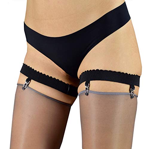 Pearl & Poseidon Gretta Thigh Garter-Black-Large von Pearl & Poseidon