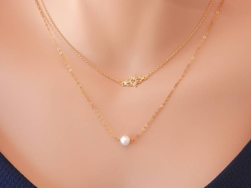 Hamsa Hand Charm Halskette Silber Hängende Fatima von PearlDazzle