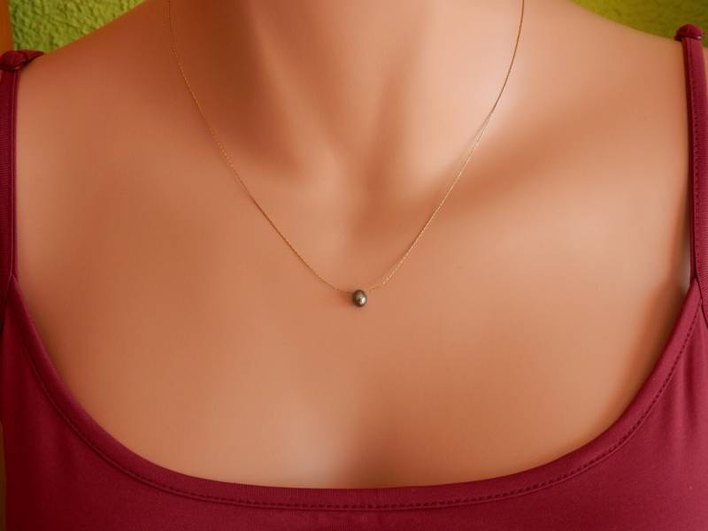 Kleine Schwarze Perlenkette, Pfauenperle von PearlDazzle