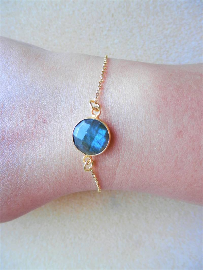 Mondstein Charme Armband Labradorit Gold Smaragd Türkis Rose Quarz Kette Klammer von PearlDazzle