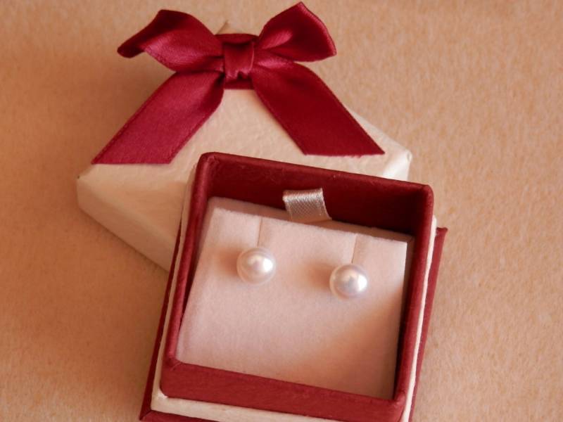 Ohrstecker Brautjungfer Geschenk Ohrringe Süßwasser Perle Gold Weiße Echte von PearlDazzle