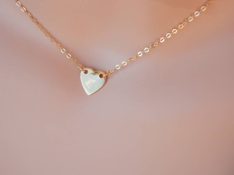 Personalisierte Geschenk Gold Herz Halskette Rose Gold Halsband Valentines Anhänger Kleines Liebe von PearlDazzle