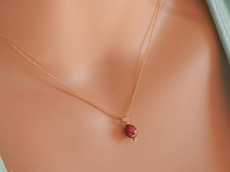 Rote Perlenkette, Rubin Tropfen Perlenkette von PearlDazzle